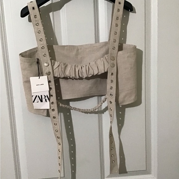 ZARA Crop Top with Long Straps Tan .Very Nice .Brand New with Tags .🏷️ - Picture 4 of 6